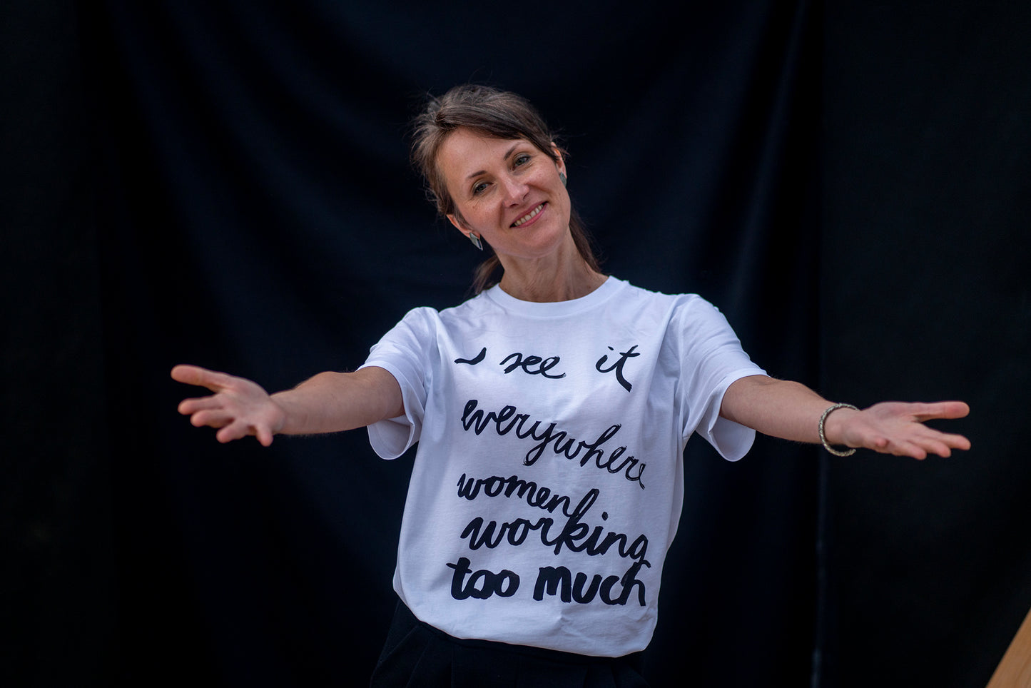 Eva Vēvere. Unisex T-Shirt "I see it everywhere women working too much"